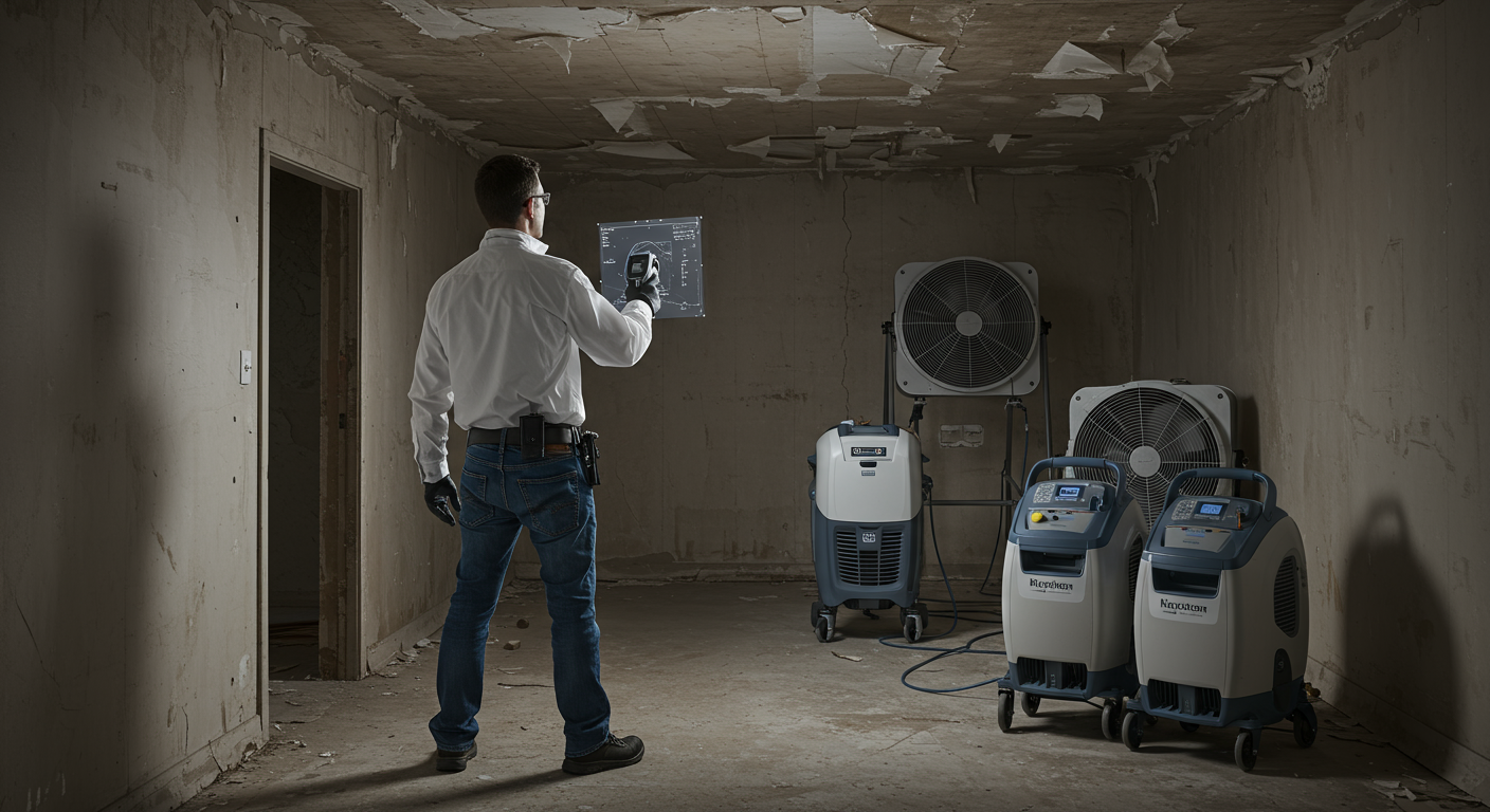 Technician using 3D imaging technology for damage assessment in Glenview, IL.